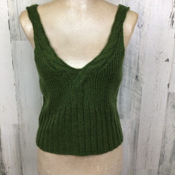 NWT New $148 Anthropologie Hooded Green Cable Knit Cardigan Tank Sweater Set M - Picture 7 of 16